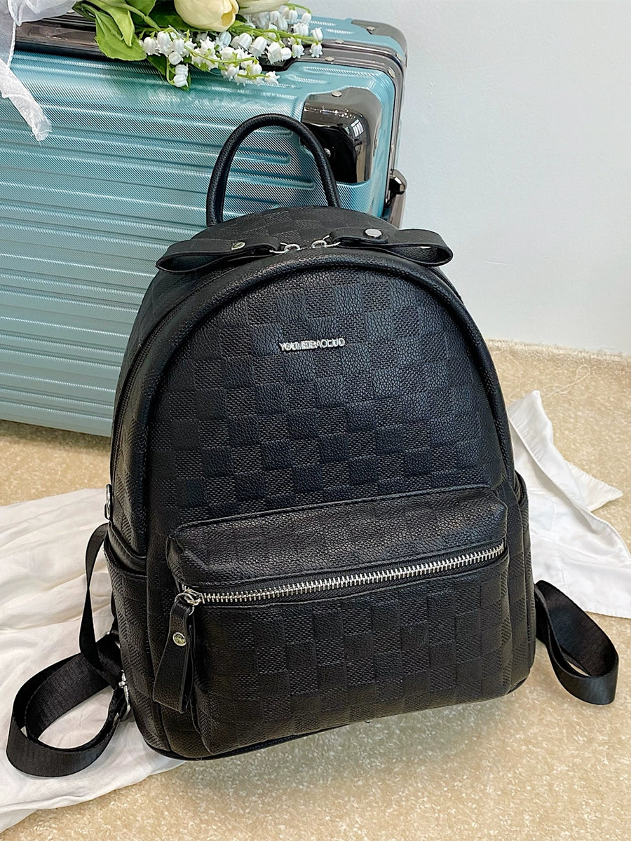 Checker Grid Backpack Large Capacity Bag