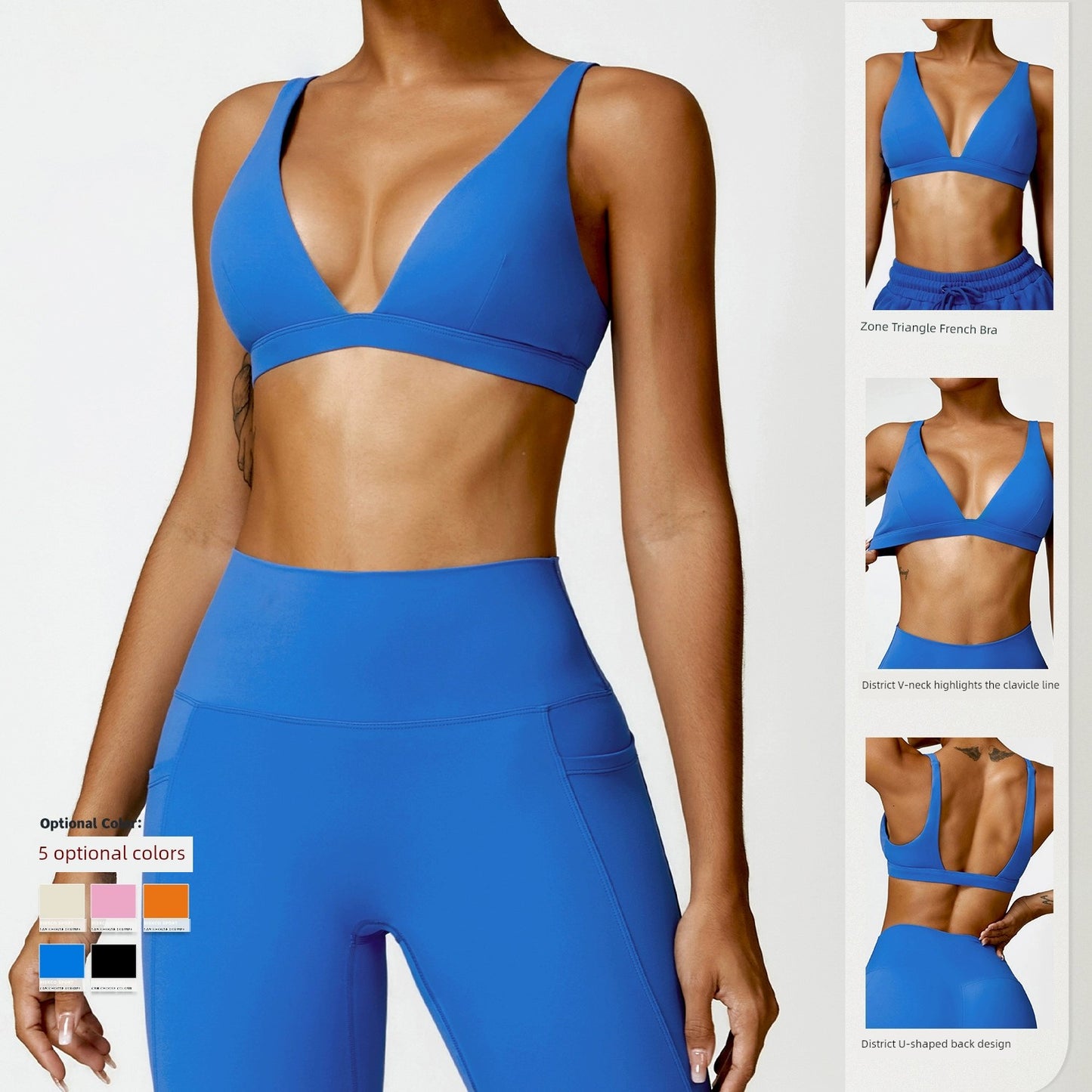 New Quick-Drying Beauty Back Yoga Suit Pocket Women Tight Running Workout Clothes Blazer Two-piece Set